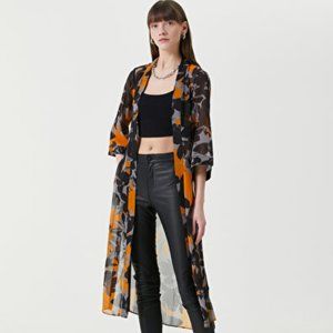 All Saints Carine Alessandra Kimono / Duster in Citrus Orange